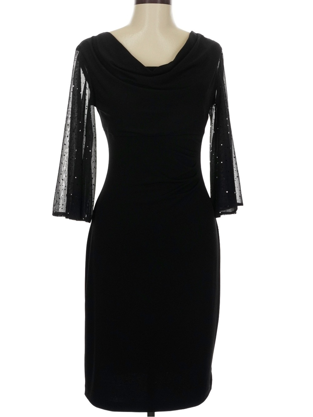 Connected Apparel Black Rhinestone Bell Sleeve Dress Size S Elegant Feminine